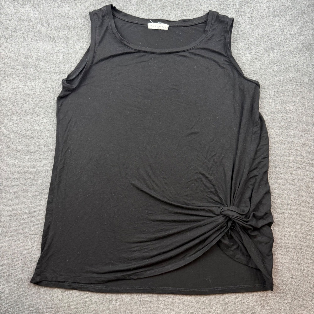 Retrology Tank Top Women's Size Medium Black Side Knot Sleeveless Scoop Neck
